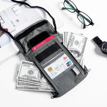 1 шт. Водонепроницаемая RFID-нейлоновая сумка для хранения проездных документов, карточка для паспорта, шейный кошелек, карточка для денежных документов, сумка для паспорта