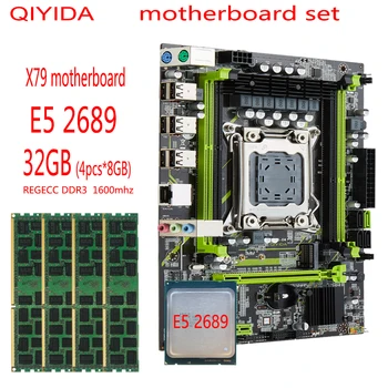 Комплект материнской платы QIYIDA X79 с LGA2011 Combo Xeon E5 2689 CPU 4шт x 8 ГБ = 32 ГБ Оперативной памяти DDR3 Радиатор 1600 МГц PC3 12800R