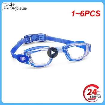 1-6 шт., профессиональные красочные детские силиконовые очки для плавания, противотуманные, УФ-очки для плавания, водонепроницаемые силиконовые очки для плавания