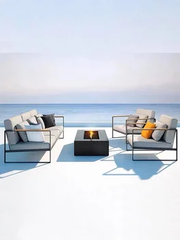 Скандинавский уличный диван из алюминиевого сплава, терраса на балконе, сад из тикового дерева, водонепроницаемая мебель для защиты от солнца