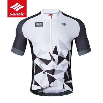 Новые мужские дышащие майки Santic для велоспорта, Быстросохнущая эластичная рубашка для шоссейного велосипеда MTB, Летняя Светоотражающая велосипедная одежда с коротким рукавом
