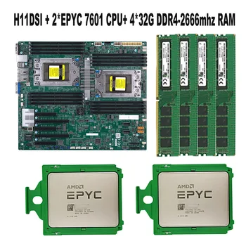 Для материнской платы Supermicro H11DSI REV2.0 с разъемом SP3 + 2 * EPYC 7601 32C/64T CPU + 4 * 32 ГБ = 128 ГБ оперативной памяти DDR4 2666 МГц