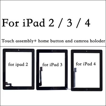 10 шт./лот Для iPad 2 3 4 Сенсорный Экран Дигитайзер Замена Переднего Стекла С кнопкой Home и клеем A1458 A1459 A1395 A1416