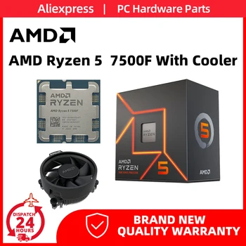 Процессор AMD Ryzen 5 7500F R5 7500F с Кулером 3,7 ГГц, 6-Ядерный 12-Потоковый процессор, Процессор 5 Нм L3 = 32M 100-000000597 Socket AM5