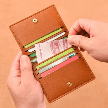 Однотонный маленький женский кошелек из искусственной кожи, короткий простой женский кошелек на пуговицах, Ультратонкая сумка для кредитных карт, портмоне для монет