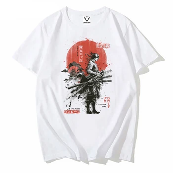 Летняя Японская футболка с аниме, короткий рукав, Повседневная уличная одежда в стиле Хип-хоп, мужская футболка Zor-o Samurai, Соломенная Шляпа Капитана, футболка с мультяшным принтом