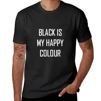 Новая футболка Black is my happy color с аниме, футболки больших размеров, забавные футболки с графикой, футболки для мужчин