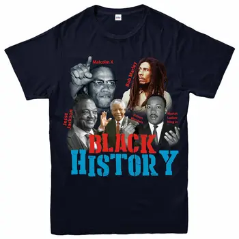 Черная историческая футболка Malcolm X Bob Marlet Nelson MandelaKing Jr Tribute Top