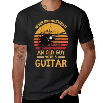 Никогда не стоит недооценивать старика с гитарой, футболки с забавными цитатами гитариста, топы, забавные футболки для мужчин