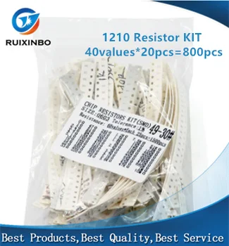1210 SMD Резистор DIY Kit Ассорти Комплект 1 ом-1 М Ом 5% 40valuesX 20шт = 800шт