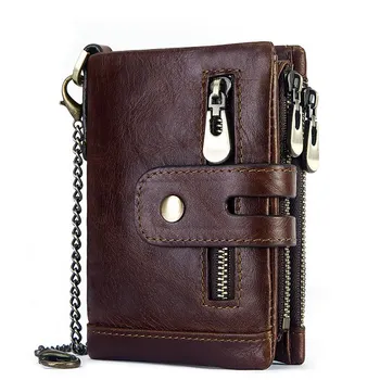 Мужской кошелек из натуральной воловьей кожи XZAN, Портмоне, маленький мини-держатель для карт, винтажный мужской карман с застежкой Portomonee