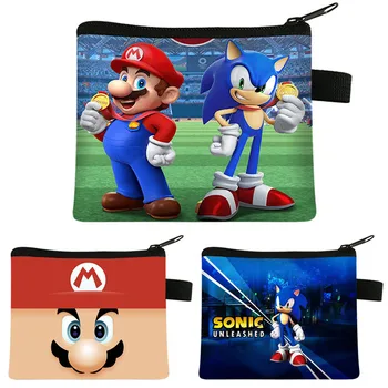 Аниме Sonic The Hedgehog Детский кошелек для монет Mario Bros, портативная сумка для карт, сумки для хранения ключей, подарки для детей на День рождения