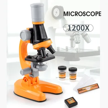 Увеличьте детский микроскоп, биологическую лабораторию, СВЕТОДИОДНЫЙ 1200x Школьный Научный эксперимент, образовательные Научные игрушки, подарки для детей-ученых