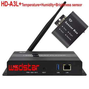 HUIDU HD-A3L + Датчик температуры + Влажности + Яркости WIFI Модуль USB порт полноцветный Асинхронный светодиодный контроллер светодиодный дисплей плеер коробка