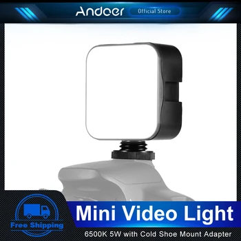 Andoer Mini LED Video Light Photography Fill Light 6500K с Регулируемой Яркостью и Адаптером для Крепления Холодного Башмака для Цифровой Зеркальной Камеры Canon Nikon Sony